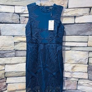 BARDOT NAVY LACE DRESS